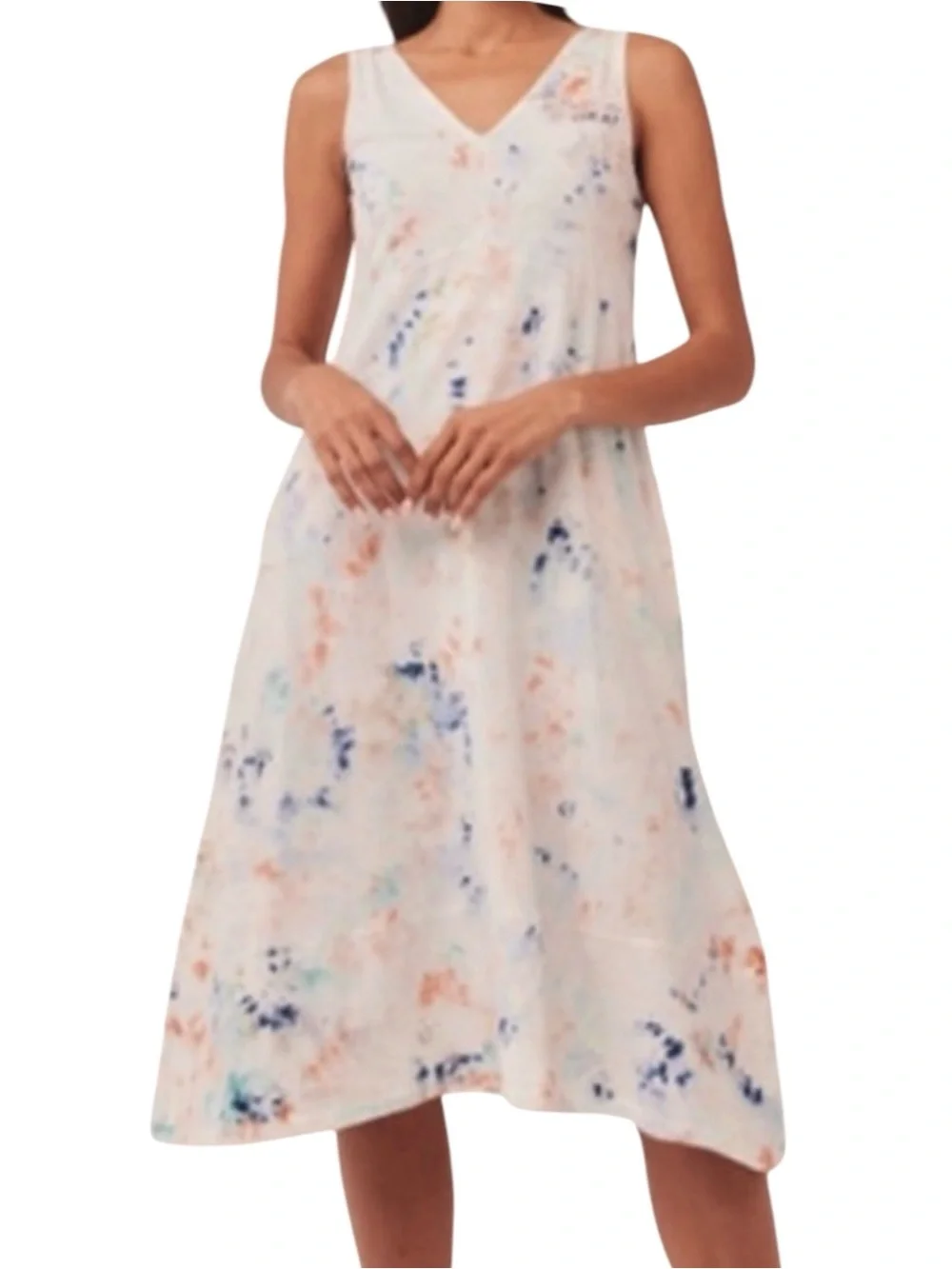 Pact Blue Ice Dye Vintage Tie-Dye Midi Dress Size Medium - Picture 1 of 9